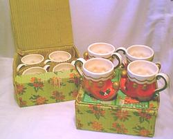 Santa Boot Mug~8 Napco Christmas Mugs w/Bx 
